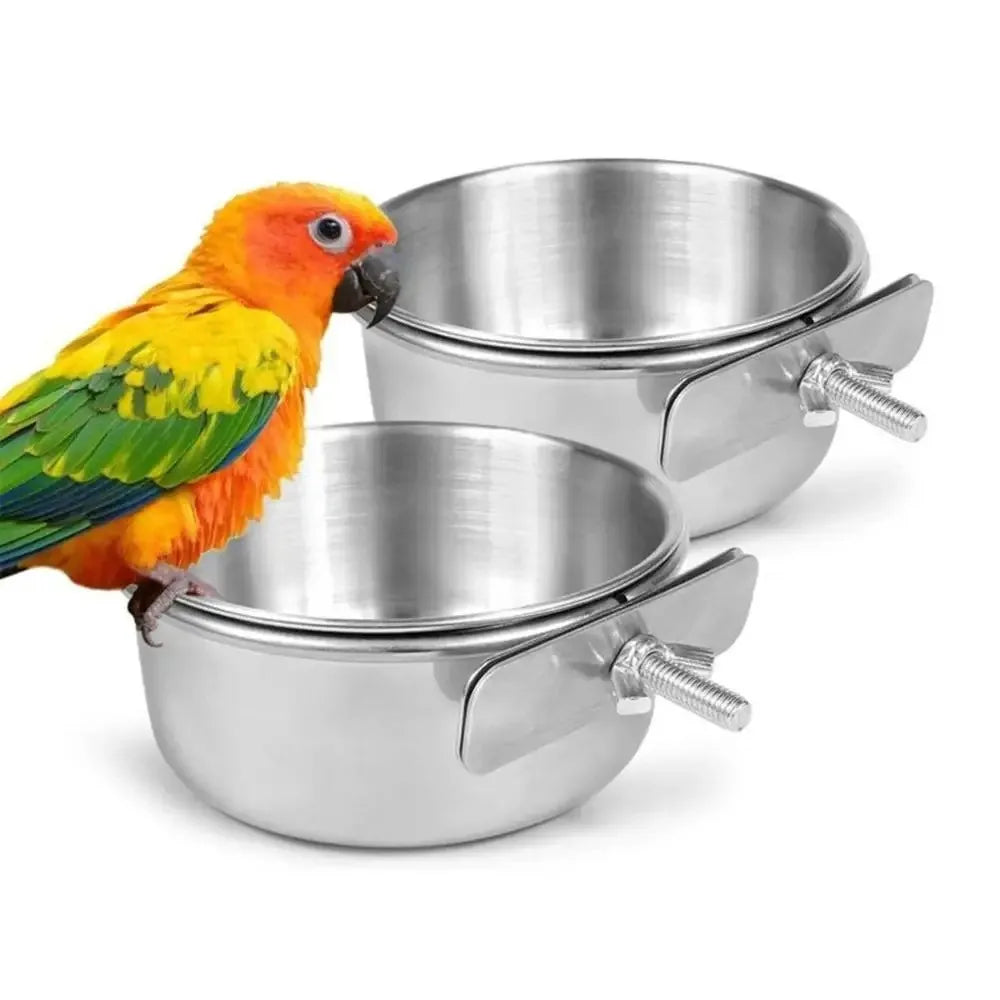 Comedouro de Aço Inox para Pássaros - Pets