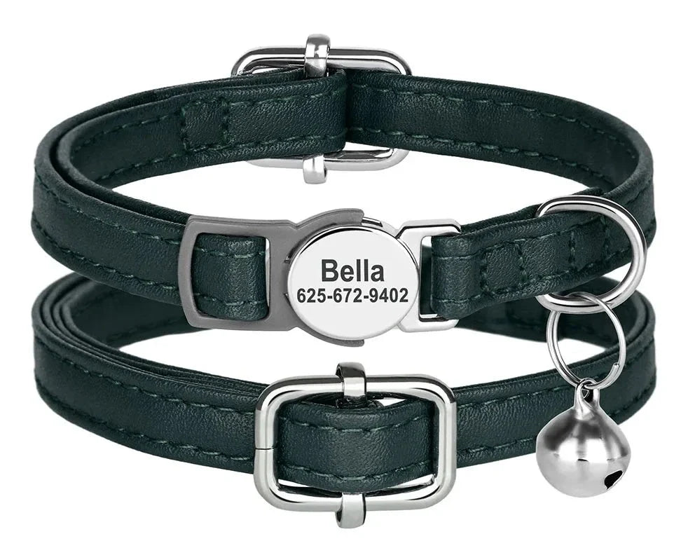 Coleira Strong para Gatos - Em Couro Personalizada